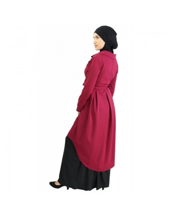 Veste trench col tailleur - Couleur Prune 