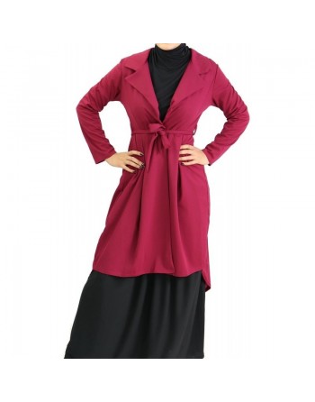 Veste trench col tailleur - Couleur Prune 