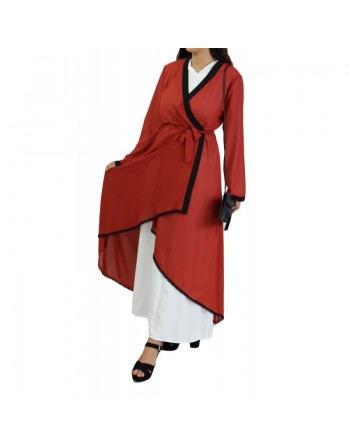 Kimono croisé - Couleur Rouge Brique et Noir 