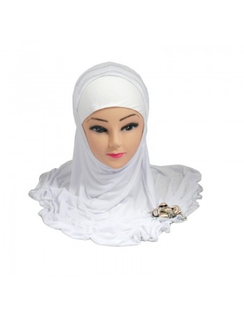 Hijab Blanc pailleté avec décoration et chaines fines 
