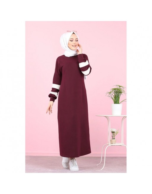 Robe longue style moderne pour femme voilée (Robes musulmanes pas cher - Boutique en ligne) - Couleur prune Robe longue style moderne pour femme voilée (Robes musulmanes pas cher - Boutique en ligne) - Couleur prune