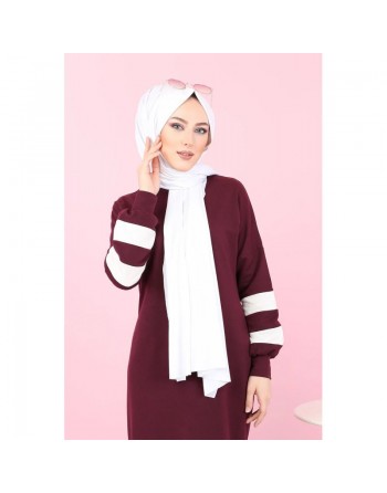 Robe longue style moderne pour femme voilée (Robes musulmanes pas cher - Boutique en ligne) - Couleur prune 