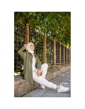 Chemise longe pour femme (Vêtement pour hidjab nouveauté 2024) - Couleur kaki 