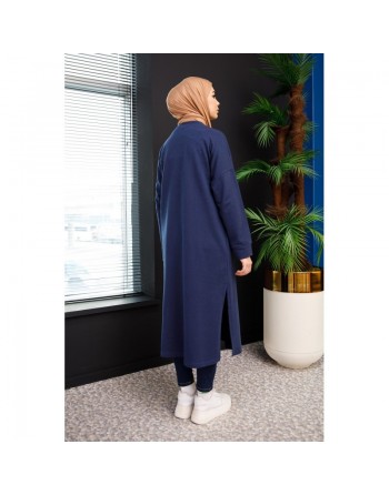 Robe - Tunique longue pour femme (Casual Hijab Outfit 2024) - Couleur bleu marine 