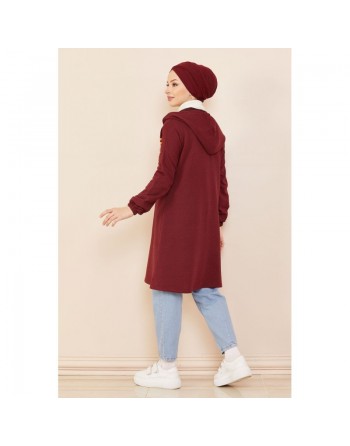 Veste Cardigan style décontracté (Vêtement moderne) - Couleur bordeaux 