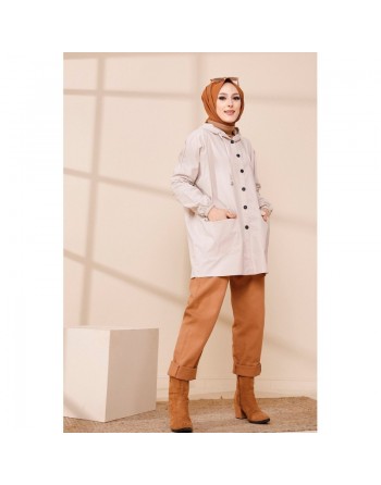 Trench - Parka femme (Vêtement Hijab Mode) - Couleur crème 