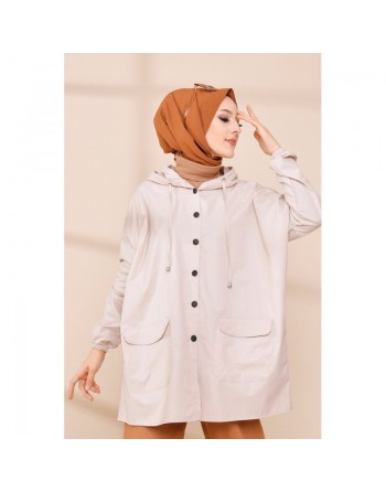 Trench - Parka femme (Vêtement Hijab Mode) - Couleur crème 