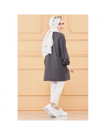 Tunique "the rebel in me will never die" (Modest Fashion) - Couleur anthracite 