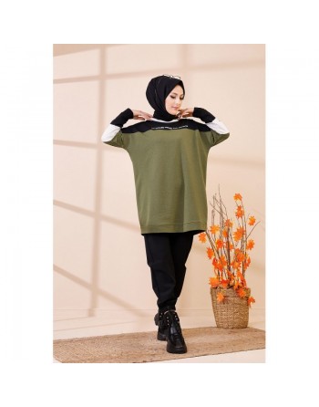 Tunique ample style décontracté et sport (Tenue Hijab moderne) - Couleur kaki 