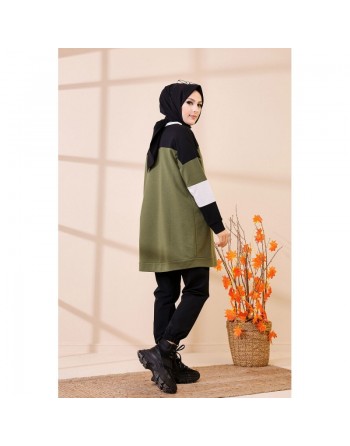Tunique ample style décontracté et sport (Tenue Hijab moderne) - Couleur kaki 