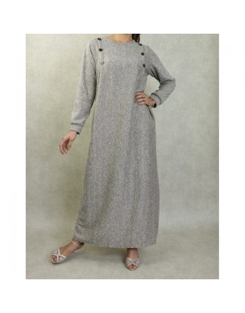 Robe longue chinée pour femme (Saison Automne-Hiver) - Couleur Beige chiné 