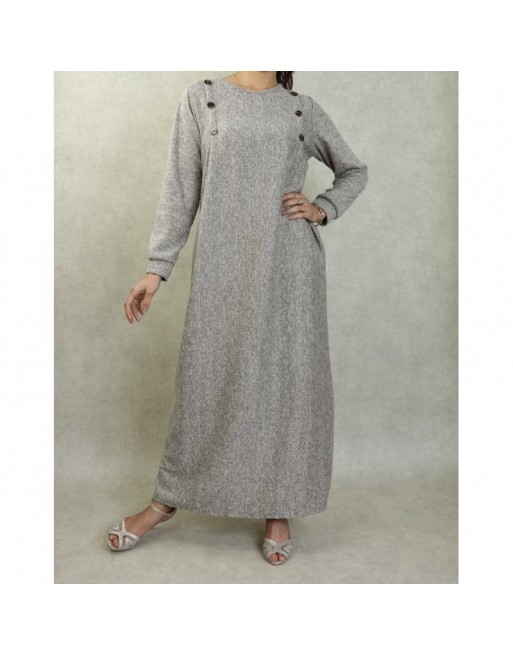 Robe longue chinée pour femme (Saison Automne-Hiver) - Couleur Beige chiné Robe longue chinée pour femme (Saison Automne-Hiver) - Couleur Beige chiné