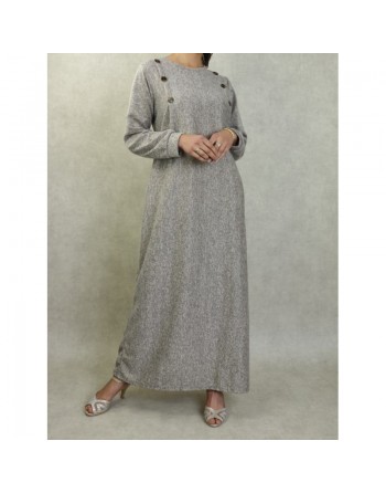 Robe longue chinée pour femme (Saison Automne-Hiver) - Couleur Beige chiné 