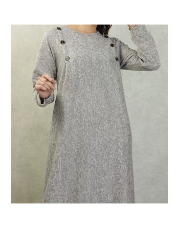 Robe longue chinée pour femme (Saison Automne-Hiver) - Couleur Beige chiné 