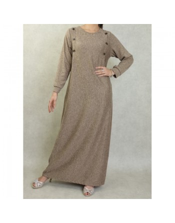 Robe longue chinée pour femme (Saison Automne-Hiver) - Couleur Caramel 