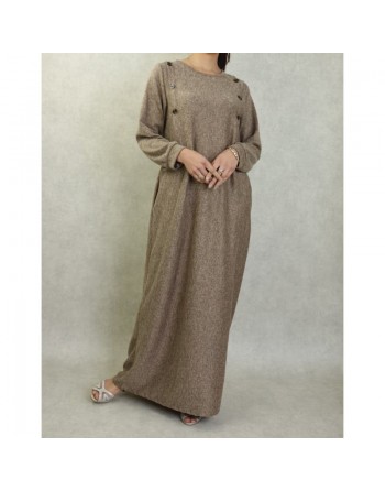 Robe longue chinée pour femme (Saison Automne-Hiver) - Couleur Caramel 