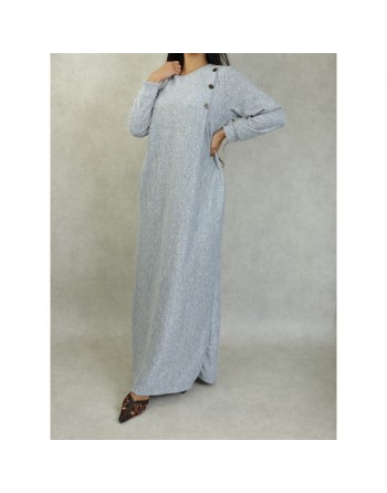 Robe longue chinée pour femme (Saison Automne-Hiver) - Couleur Gris clair 