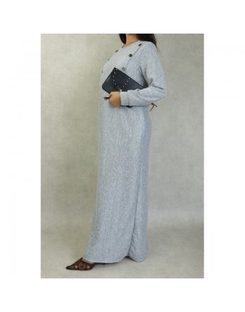 Robe longue chinée pour femme (Saison Automne-Hiver) - Couleur Gris clair 