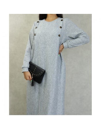 Robe longue chinée pour femme (Saison Automne-Hiver) - Couleur Gris clair 