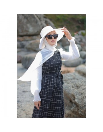Robe longue à carreaux pour femme - Couleur anthracite 