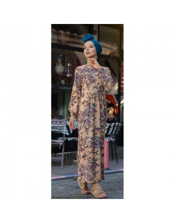 Robe à motifs cachemire pour femme - Couleur Beige 