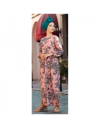 Robe à motifs cachemire couleur Rose (Vêtement long et mastour pour femme) 