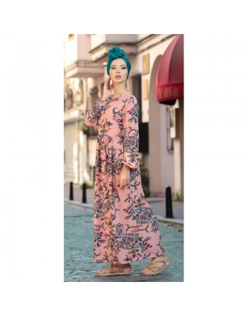Robe à motifs cachemire couleur Rose (Vêtement long et mastour pour femme) 