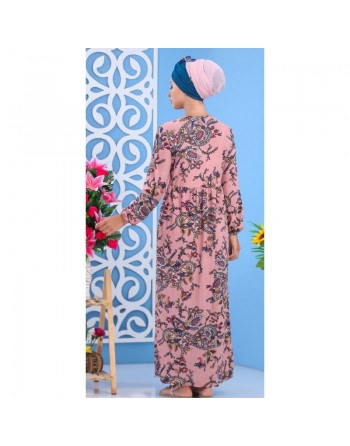 Robe à motifs cachemire couleur Rose (Vêtement long et mastour pour femme) 
