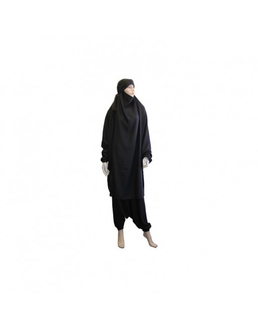 Jilbab 2 pièces marque Alhaya (Cape + pantalon) - Couleur noire Jilbab 2 pièces marque Alhaya (Cape + pantalon) - Couleur noire