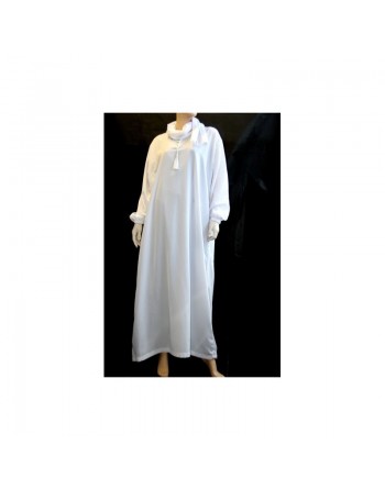 Abaya marque ALHaya de couleur blanche avec manches élastiques et son châle 