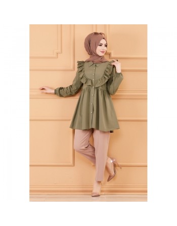 Tunique chemise classique pour femme (Vêtements pour Hidjab) - Couleur kaki 