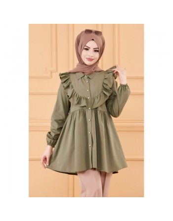 Tunique chemise classique pour femme (Vêtements pour Hidjab) - Couleur kaki 