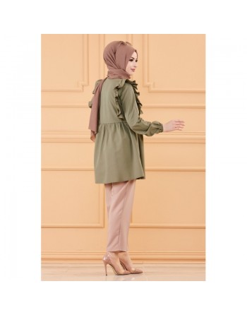 Tunique chemise classique pour femme (Vêtements pour Hidjab) - Couleur kaki 
