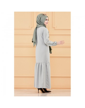 Robe de soirée longue perlée chic et classe (Vêtement hijab habillé pour femme) - Couleur menthe 