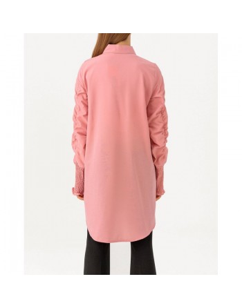 Chemise manches plissées à l'élastique pour femme - Couleur vieux rose 