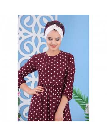Robe pas cher à pois pour femme - Couleur Aubergine 