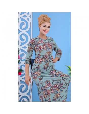 Robe fleurie fluide à motifs cachemire pour femme - Couleur Vert Clair 