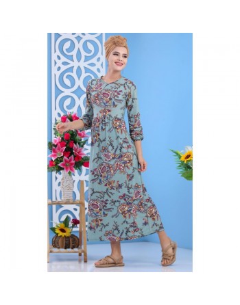Robe fleurie fluide à motifs cachemire pour femme - Couleur Vert Clair 