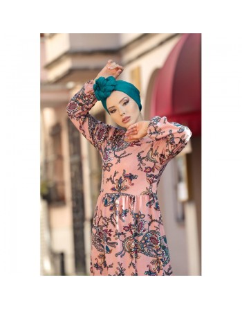 Robe à motifs cachemire couleur Rose (Vêtement long et mastour pour femme) 