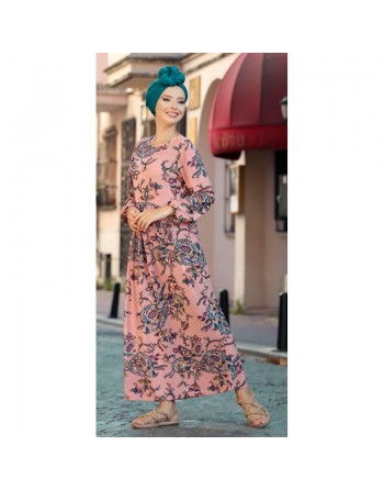 Robe à motifs cachemire couleur Rose (Vêtement long et mastour pour femme) 
