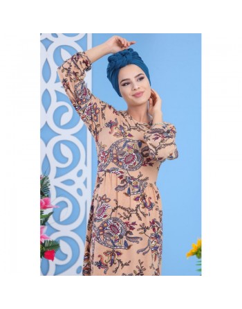 Robe à motifs cachemire pour femme - Couleur Beige 