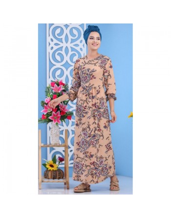 Robe à motifs cachemire pour femme - Couleur Beige 