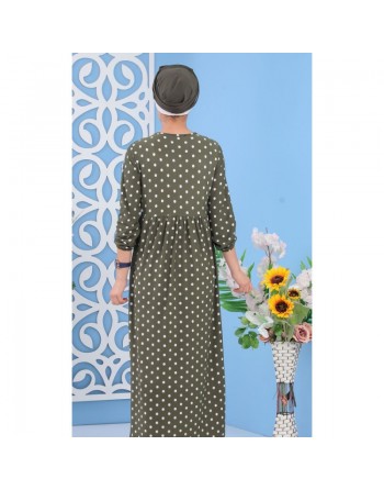 Robe pas cher décontractée pour femme à pois de couleur kaki 