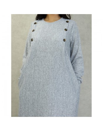 Robe longue chinée pour femme (Saison Automne-Hiver) - Couleur Gris clair 