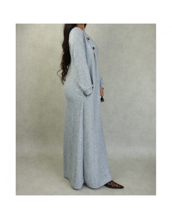 Robe longue chinée pour femme (Saison Automne-Hiver) - Couleur Gris clair 