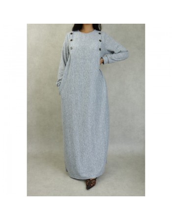 Robe longue chinée pour femme (Saison Automne-Hiver) - Couleur Gris clair 