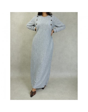 Robe longue chinée pour femme (Saison Automne-Hiver) - Couleur Gris clair 