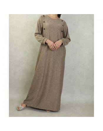 Robe longue chinée pour femme (Saison Automne-Hiver) - Couleur Caramel 