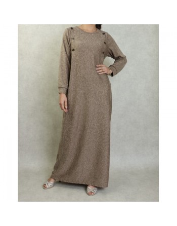 Robe longue chinée pour femme (Saison Automne-Hiver) - Couleur Caramel 