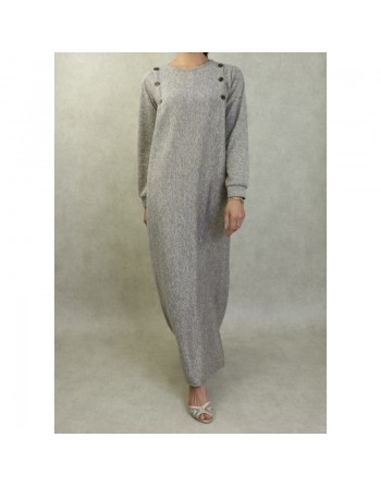Robe longue chinée pour femme (Saison Automne-Hiver) - Couleur Beige chiné 